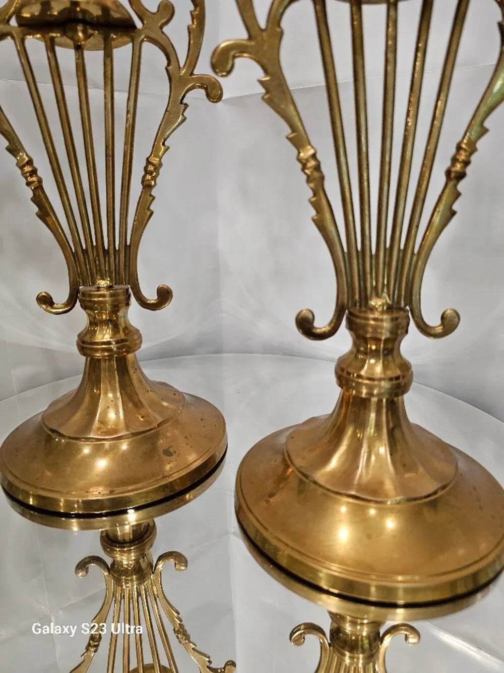 Pair of Large Vintage Brass Candle Stick Holders